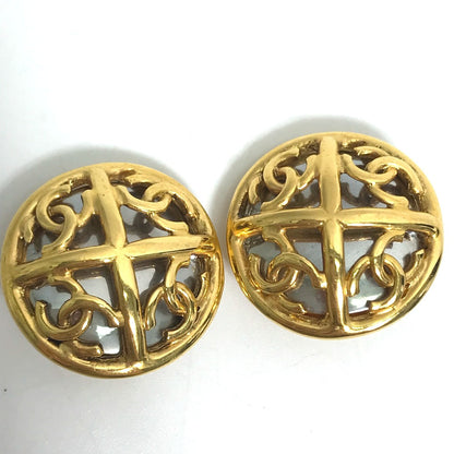 CHANEL Earring metal gold 93P CC COCO Mark 4 Rounds Women