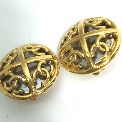 CHANEL Earring metal gold 93P CC COCO Mark 4 Rounds Women