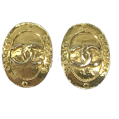 CHANEL Earring metal gold vintage CC COCO Mark