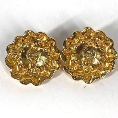 CHANEL Pierce metal gold vintage Flowers Rhinestones Faux Pearls Women