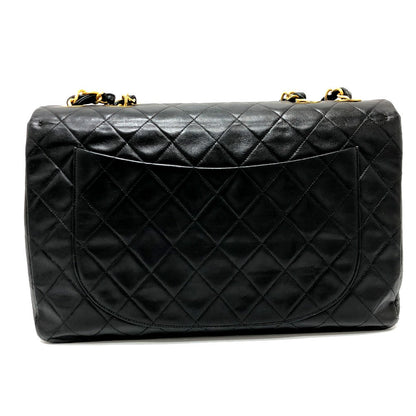 CHANEL Shoulder Bag leather black WChain Deca Trasse 34