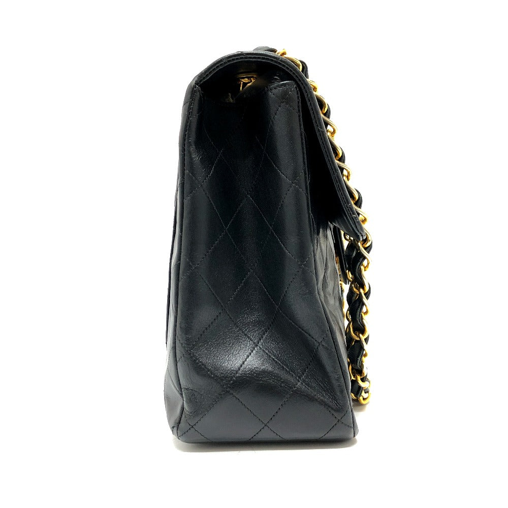 CHANEL Shoulder Bag leather black WChain Deca Trasse 34