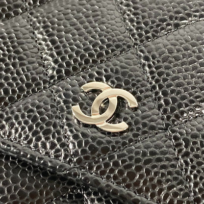 CHANEL Long Wallet Purse AP0250 Caviar skin black Quilting CC Matelasse COCO Mark Classic Chain Wallet Women