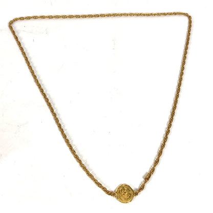 CHANEL Necklace metal gold vintage CC COCO Mark Coin