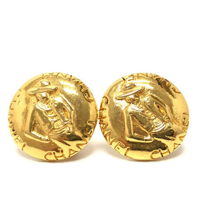 CHANEL Earring metal gold vintage Mademoiselle