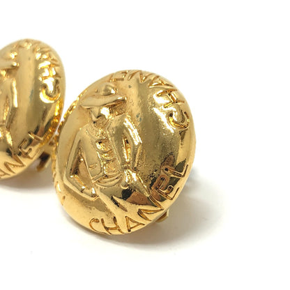 CHANEL Earring metal gold vintage Mademoiselle