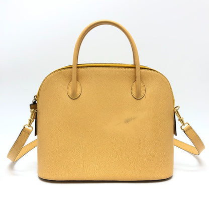 CELINE Shoulder Bag leather Yellow beige type Vintage Bowling 2WAY Shoulder Crossbody Bag Women