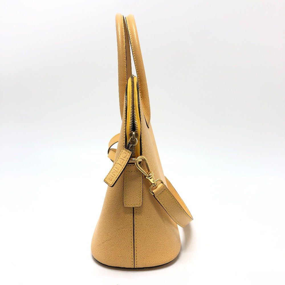 CELINE Shoulder Bag leather Yellow beige type Vintage Bowling 2WAY Shoulder Crossbody Bag Women