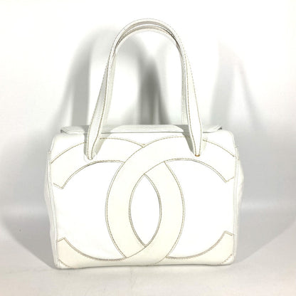 CHANEL Shoulder Bag Caviar skin white shoulder bag Deca COCO Mark CC Women