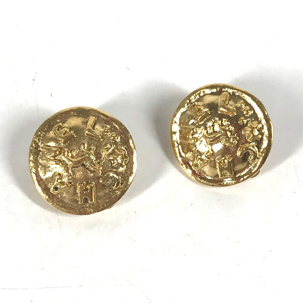CHANEL Earring metal gold vintage CC COCO Mark logo round