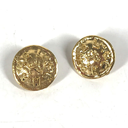 CHANEL Earring metal gold vintage CC COCO Mark logo round