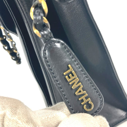 CHANEL Shoulder Bag leather black WChain CC COCO Mark Women