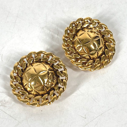CHANEL Earring metal gold vintage Round Chain CC Matelasse Women