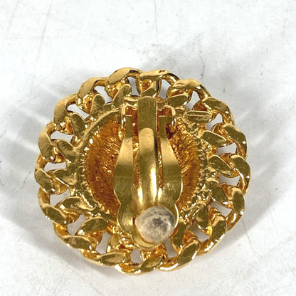 CHANEL Earring metal gold vintage Round Chain CC Matelasse Women