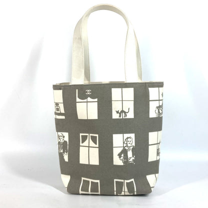 CHANEL Shoulder Bag canvas gray Shoulder Window line