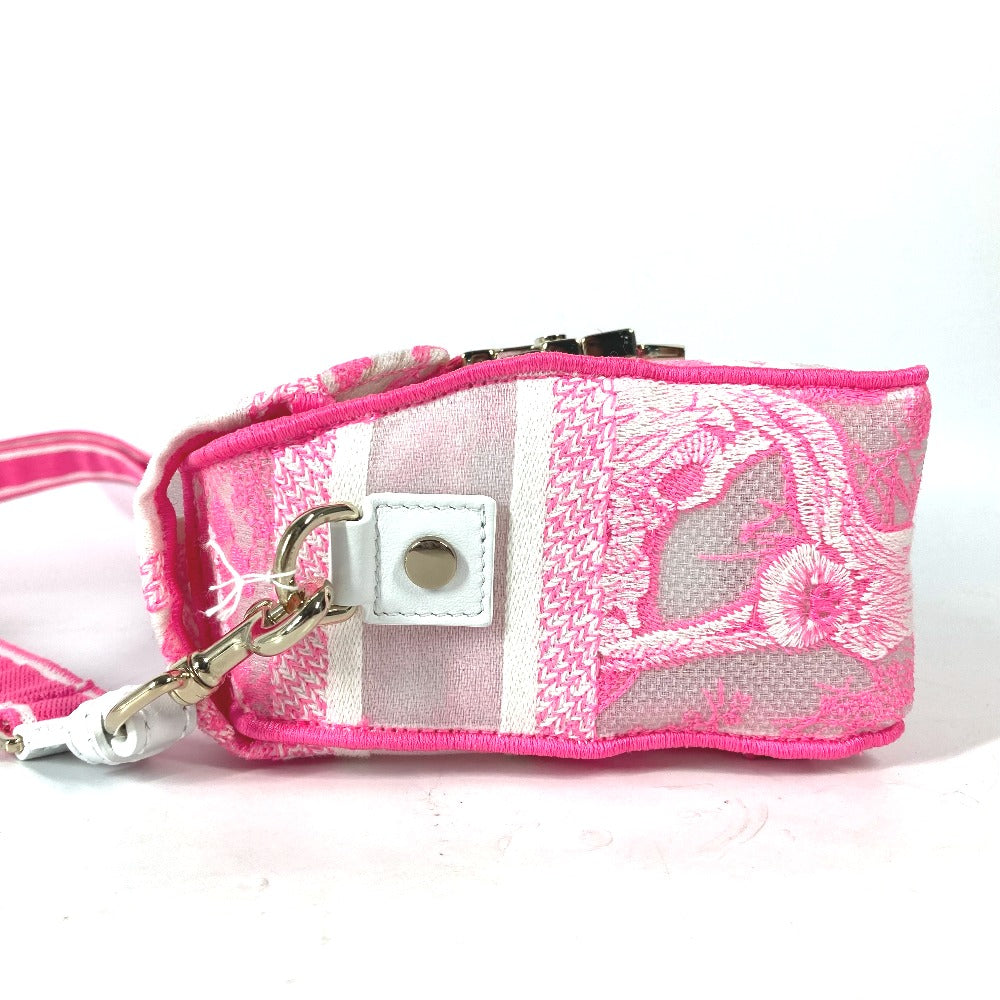 Dior Shoulder Bag canvas pink Toile de Jouy embroidered logo Women