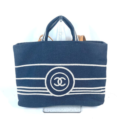 CHANEL Shoulder Bag A92240 Denim, Leather blue denim CC COCO Mark Women