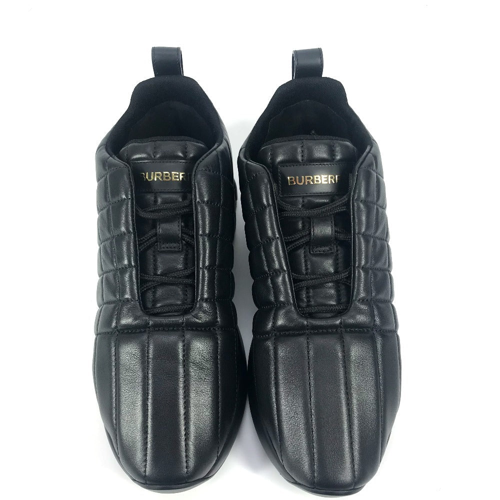 BURBERRY sneakers leather black logo quilted shoes mens 39