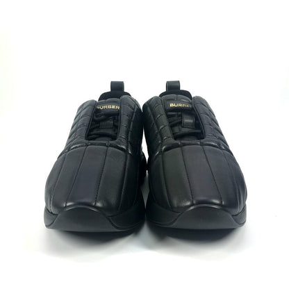 BURBERRY sneakers leather black logo quilted shoes mens 39