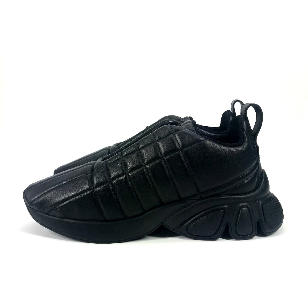 BURBERRY sneakers leather black logo quilted shoes mens 39