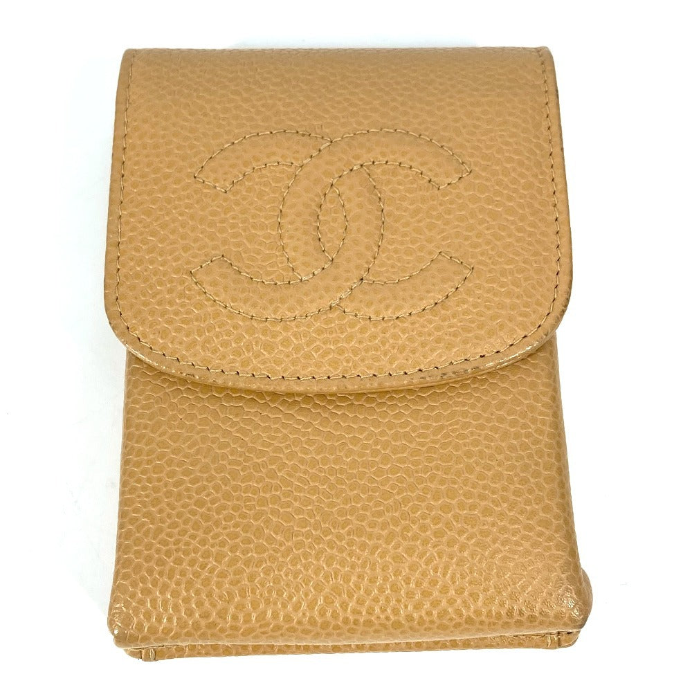 CHANEL Cigarette case A13511 Caviar skin beige CC COCO Mark logo unisex(Unisex)