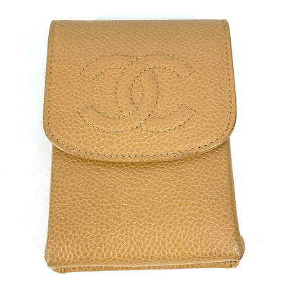 CHANEL Cigarette case A13511 Caviar skin beige CC COCO Mark logo unisex(Unisex)