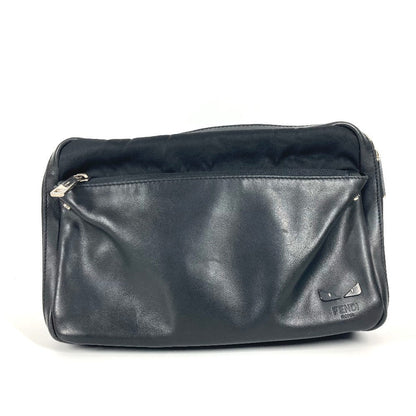 FENDI Shoulder Bag 7VA411 Nylon, Leather black Instar Eye logo FANTASTIC