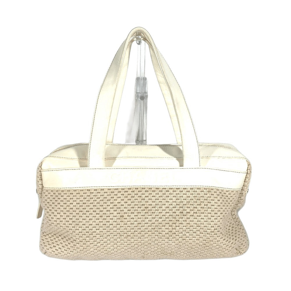 CHANEL Handbag Leather / canvas beige CC COCO Mark logo