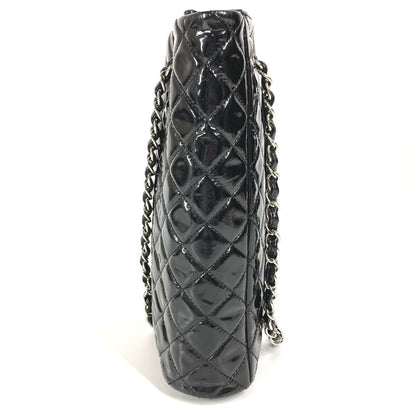 CHANEL Shoulder Bag enamel black CC COCO Mark logo vertical Upside Down Matelasse
