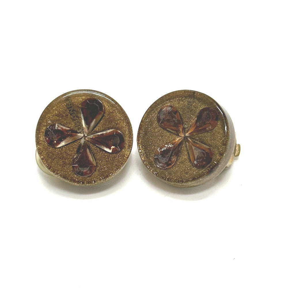 CHANEL Earring plastic gold Clover Women