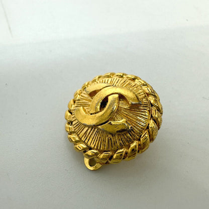 CHANEL Earring Gold Plated gold 95P logo CC COCO Mark Round Women