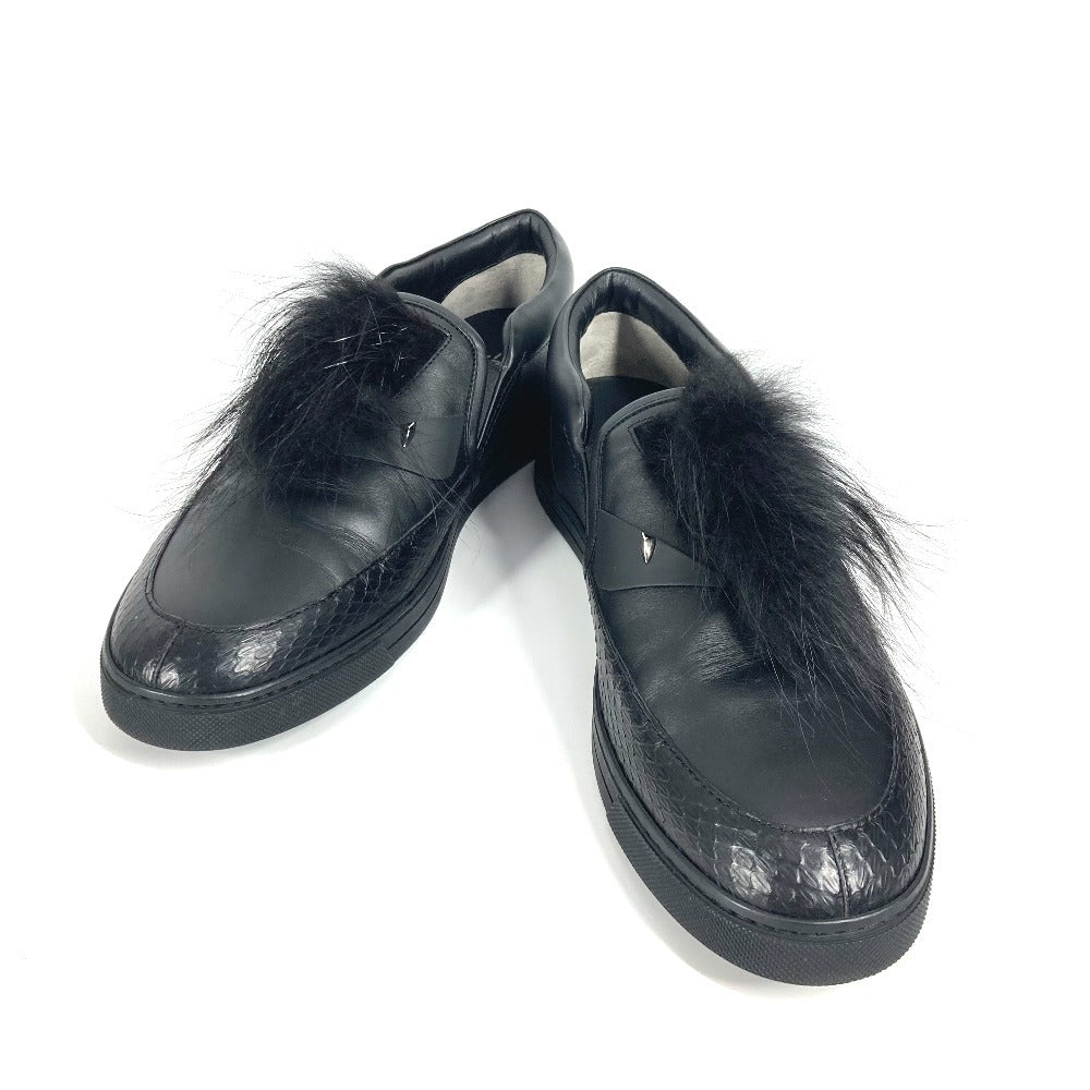FENDI sneakers 7E1068 Leather, Fur black Monster fur mens 8