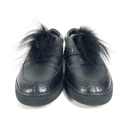 FENDI sneakers 7E1068 Leather, Fur black Monster fur mens 8