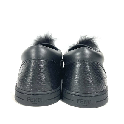 FENDI sneakers 7E1068 Leather, Fur black Monster fur mens 8