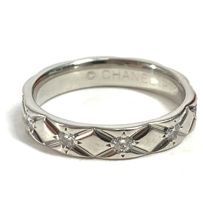 CHANEL Ring Pt950 Silver Matelasse Quilting 10P Diamond Diamond 48