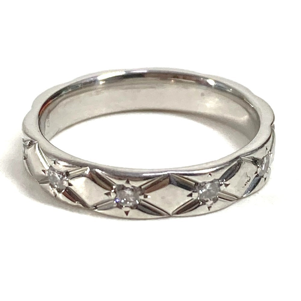 CHANEL Ring Pt950 Silver Matelasse Quilting 10P Diamond Diamond 48