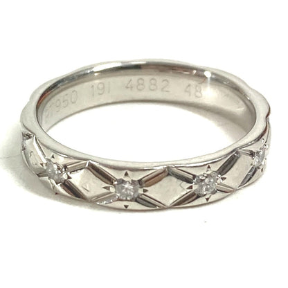 CHANEL Ring Pt950 Silver Matelasse Quilting 10P Diamond Diamond 48