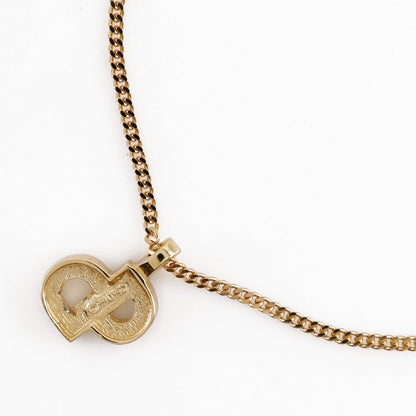 Christian Dior Necklace Plated Gold, Rhinestones gold CD logo Women