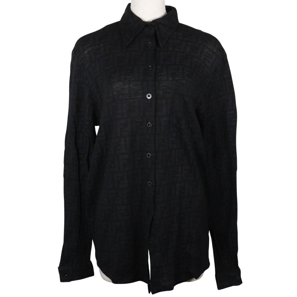 FENDI Long sleeve shirt wool black Zucca Women 40