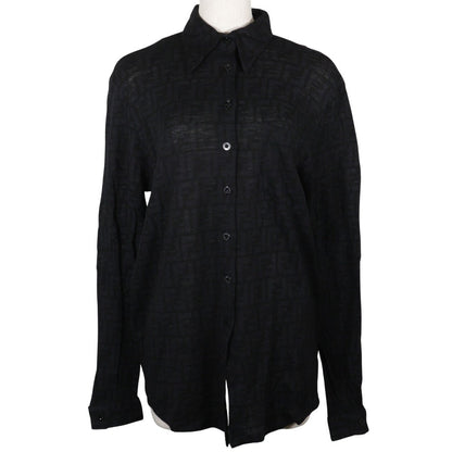 FENDI Long sleeve shirt wool black Zucca Women 40