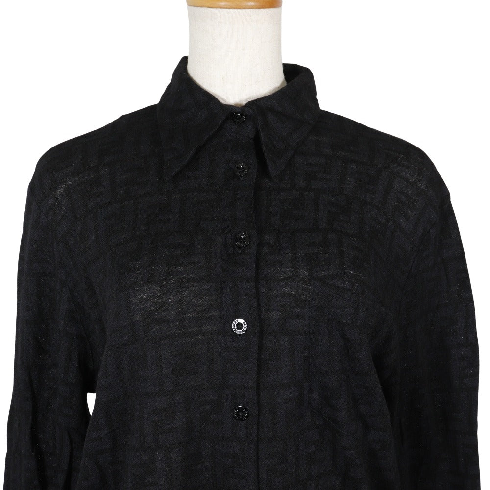 FENDI Long sleeve shirt wool black Zucca Women 40