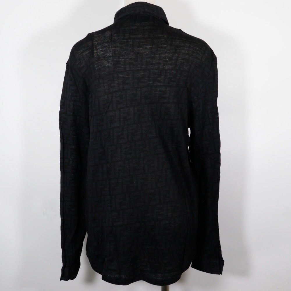 FENDI Long sleeve shirt wool black Zucca Women 40