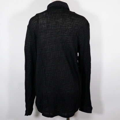 FENDI Long sleeve shirt wool black Zucca Women 40
