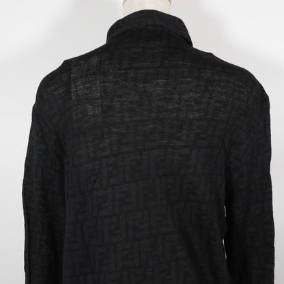 FENDI Long sleeve shirt wool black Zucca Women 40