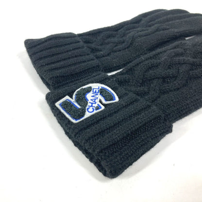 CHANEL gloves cashmere black NO5 logo gloves Women
