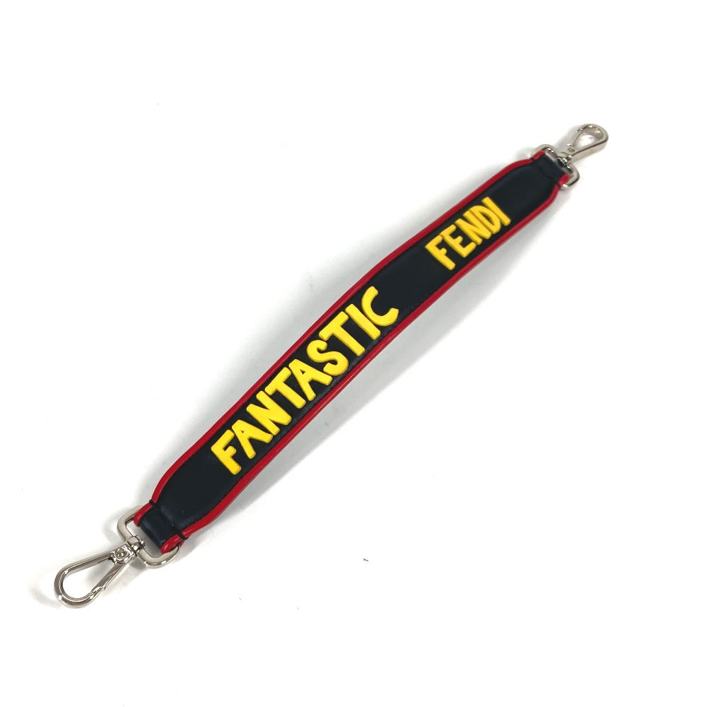 FENDI Shoulder strap leather black Strap You logo Women