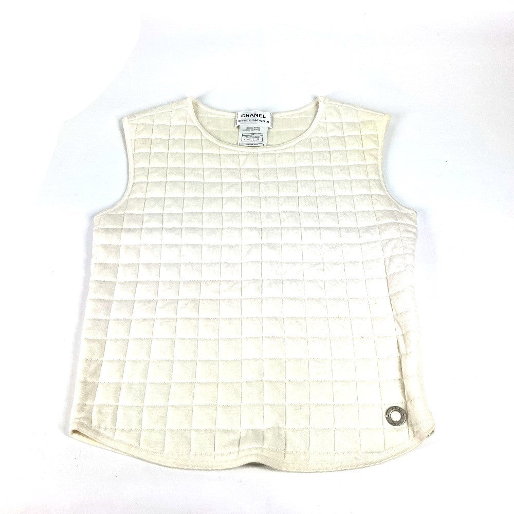 CHANEL Tank top cotton white 00T Quilting CC COCO Mark Women 38