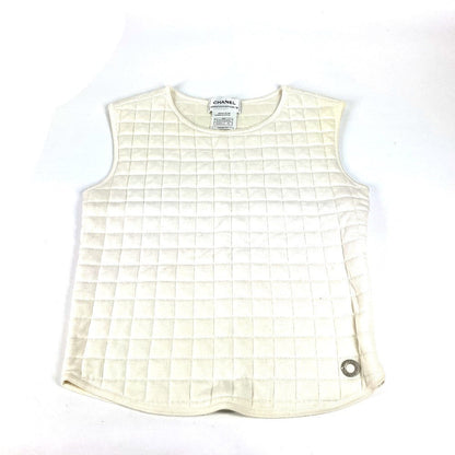 CHANEL Tank top cotton white 00T Quilting CC COCO Mark Women 38