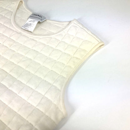 CHANEL Tank top cotton white 00T Quilting CC COCO Mark Women 38