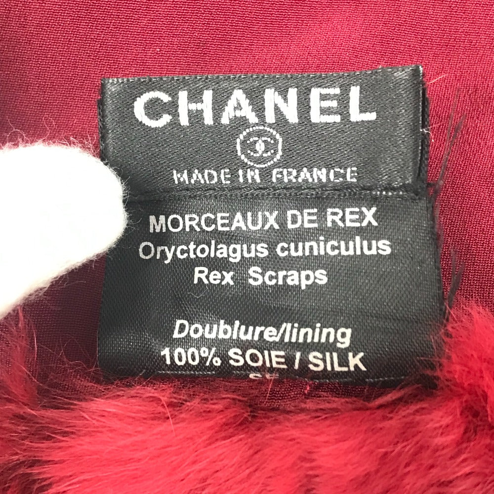 CHANEL Scarf fur Red Women